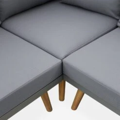 Salon De Jardin Bois 5 Places Couleur : Gris / Gris -ME Soldes AC0012GY 03