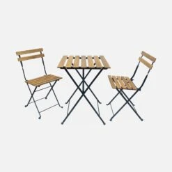 Table De Bistrot Bois Et Métal 2 Chaises Pliables -ME Soldes ACMTBS55S2BK 01