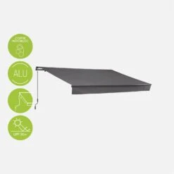 Store Banne Manuel 4x2,5m Couleur : Gris -ME Soldes AWM4X25KDGY 01bis