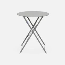 Table De Jardin Bistrot Pliable Métal, 2 Chaises Couleur : Gris Taupe 11 Table De Jardin Bistrot Pliable Métal, 2 Chaises Couleur : Gris Taupe -ME Soldes BS60C2BN 02