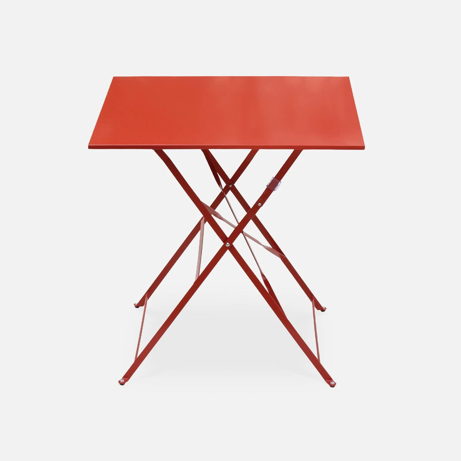 Table De Jardin Bistrot Pliable Métal, 2 Chaises Couleur : Terracotta 5 Table De Jardin Bistrot Pliable Métal, 2 Chaises Couleur : Terracotta – Image 3
