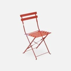 Table De Jardin Bistrot Pliable Métal, 2 Chaises Couleur : Terracotta 11 Table De Jardin Bistrot Pliable Métal, 2 Chaises Couleur : Terracotta -ME Soldes BS70S2TER 03