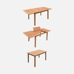 Table De Jardin Extensible Bois , 6 Chaises Couleur : Bois / Terra Cotta -ME Soldes EC180R6TC 03