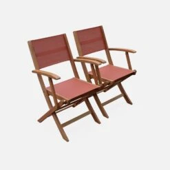 Table De Jardin Extensible Bois , 6 Chaises Couleur : Bois / Terra Cotta -ME Soldes EC180R6TC 04