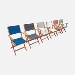 Table De Jardin Extensible Bois , 6 Chaises Couleur : Bois / Terra Cotta -ME Soldes EC180R6TC 06
