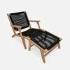 Chaise De Jardin En Bois Et Corde Avec Repose Pieds Couleur : Noir -ME Soldes ECRLXROPEBK 01