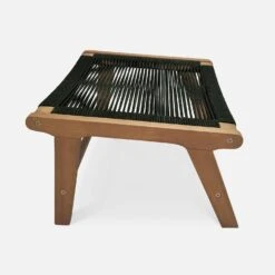 Chaise De Jardin En Bois Et Corde Avec Repose Pieds Couleur : Noir -ME Soldes ECRLXROPEBK 04