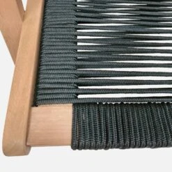 Chaise De Jardin En Bois Et Corde Avec Repose Pieds Couleur : Noir -ME Soldes ECRLXROPEBK 05