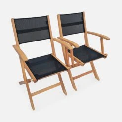 Chaise De Jardin Pliable Bois (lot De 2) Couleur : Noir -ME Soldes ECTXARMBKX2 01