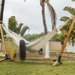 Toile De Hamac Polycoton 220 X 140 Cm Couleur : Ecru -ME Soldes HAMCOL220NAT 04