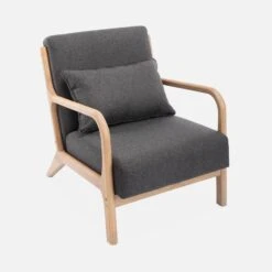 Fauteuil Design En Bois Et Tissu Couleur : Gris Foncé -ME Soldes IACSCADKGY 01