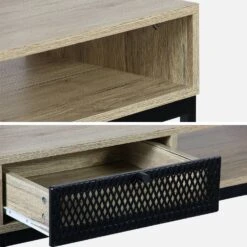 Console Effet Bois Et Métal, 1 Tiroir -ME Soldes IBKLCOT120NAT 04