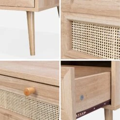 Table Basse Scandinave En Cannage, 1 Tiroir Couleur : Naturel -ME Soldes IBOCOFTABLE 05