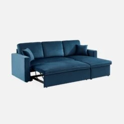 Canapé Convertible 3 Places Velours Couleur : Bleu Pétrole -ME Soldes ICCSOFAVVBLU 05