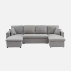 Canapé Panoramique Convertible 4 Places Tissu Couleur : Gris Clair -ME Soldes ICPURBSOFALG 02