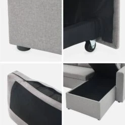 Canapé Panoramique Convertible 4 Places Tissu Couleur : Gris Clair -ME Soldes ICPURBSOFALG 06