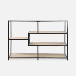 Etagère Bibliothèque Industrielle Métal Et Effet Bois 5 Niveaux -ME Soldes ILFSHELF78BN 02