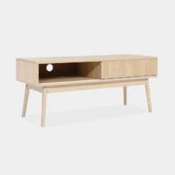 Meuble TV Scandinave Effet Bois 2 Portes 115 Cm Couleur : Bois -ME Soldes ILINTVSTAND 03