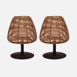 Lampe LED Nomades Sans Fil En Rotin Naturel (lot De 2) 5 Lampe LED Nomades Sans Fil En Rotin Naturel (lot De 2) -ME Soldes ILUMPAL25ROTX2 01