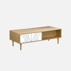 Table Basse Effet Bois Naturel Couleur : Blanc -ME Soldes IMKCOFTABLEWH 01
