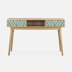 Console Effet Bois Naturel 2 Tiroirs Couleur : Vert D'eau 10 Console Effet Bois Naturel 2 Tiroirs Couleur : Vert D'eau -ME Soldes IMKDESK120GW 03