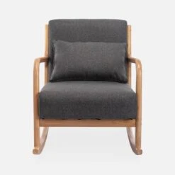 Rocking Chair Scandinave Bois Et Tissu Couleur : Gris Foncé -ME Soldes IRACSCADKGY 02