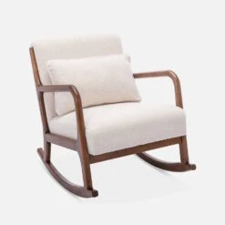 Rocking Chair Scandinave En Bois Et Tissu Bouclette -ME Soldes IRACSCALWLBOUCL 01