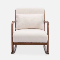 Rocking Chair Scandinave En Bois Et Tissu Bouclette -ME Soldes IRACSCALWLBOUCL 02