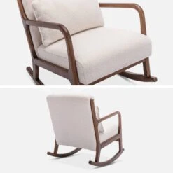 Rocking Chair Scandinave En Bois Et Tissu Bouclette -ME Soldes IRACSCALWLBOUCL 03