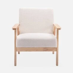 Fauteuil Scandinave Bouclettes Et Bois D'hévéa -ME Soldes ISKACLS1BOUCL 02