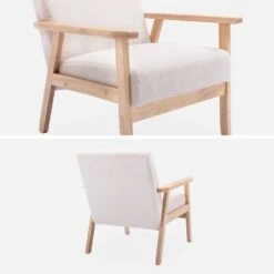 Fauteuil Scandinave Bouclettes Et Bois D'hévéa -ME Soldes ISKACLS1BOUCL 03