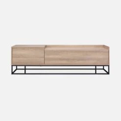 Meuble TV Métal Et Effet Bois 2 Espaces De Rangement 160 Cm -ME Soldes ISMGVS160NAT 03