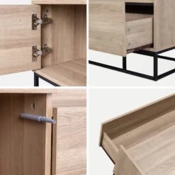 Meuble TV Métal Et Effet Bois 2 Espaces De Rangement 160 Cm -ME Soldes ISMGVS160NAT 04