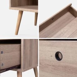 Meuble TV Scandinave Effet Bois 2 Espaces De Rangement 120 Cm -ME Soldes ISNTVS120NAT 04