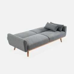 Canapé Convertible 2 à 3 Places Tissu Couleur : Gris Clair -ME Soldes ISOFABED2LGY 04