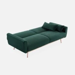 Canapé Convertible 2 à 3 Places Velours Couleur : Vert Anglais -ME Soldes ISOFABED2VVDG 04