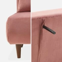 Canapé Convertible 2 Places Tissu, Pieds Bois Couleur : Vieux Rose -ME Soldes ISOFGVVOPK 07