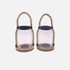 Lanterne En Verre, Anse En Corde Intérieur/extérieur (lot De 2)