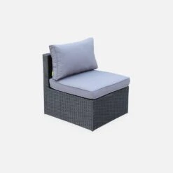 Salon De Jardin Résine Tressée 5 Places Couleur : Noir / Gris -ME Soldes LCA007BLACKGY 03