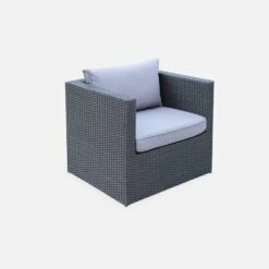 Salon De Jardin Résine Tressée 5 Places Couleur : Noir / Gris -ME Soldes LCA007BLACKGY 04