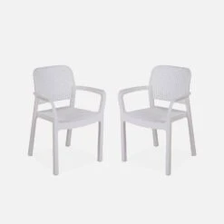 Chaise De Jardin Empilable Résine Plastique (lot De 2) Couleur : Blanc