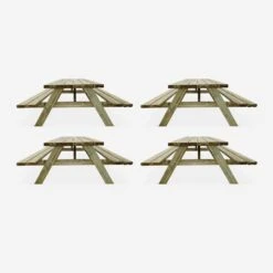 Table Picnic En Bois 6 Places 180cm (lot De 4) -ME Soldes PNW177R6X4 0