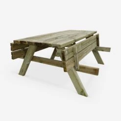 Table Picnic En Bois 6 Places 180cm (lot De 4) -ME Soldes PNW177R6X4 03