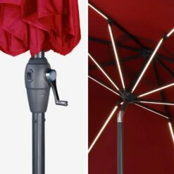 Parasol LED Rond 2.7m Couleur : Rouge -ME Soldes PU300LEDRED 05