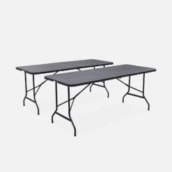 Tables De Réception Pliable Plastique (lot De 2) Couleur : Gris Foncé -ME Soldes RECPL180X70X2DG 01