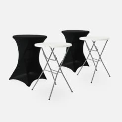 Table Mange Debout Pliable Avec Housse De Protection (lot De 2) Couleur : Noir -ME Soldes RECPL80X2BKCOV 01