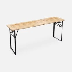 Table Bois + 2 Bancs Pliable, 6 Places -ME Soldes RECWD180SET 03