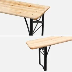 Table Bois + 2 Bancs Pliable, 6 Places -ME Soldes RECWD180SET 05