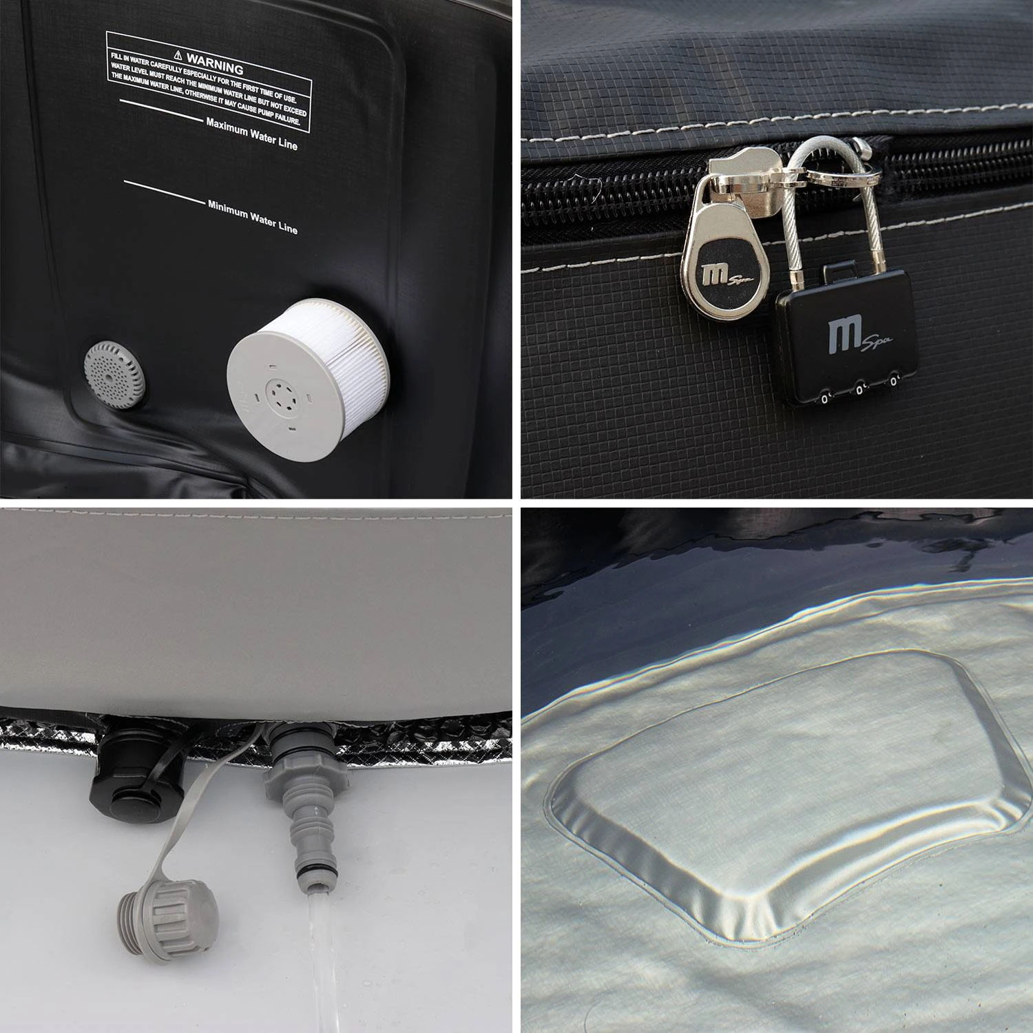 Spa Gonflable 6 Places Rond Simili Cuir, Ozonateur, Système Anti-gel, Couvercle 8 Spa Gonflable 6 Places Rond Simili Cuir, Ozonateur, Système Anti-gel, Couvercle – Image 6