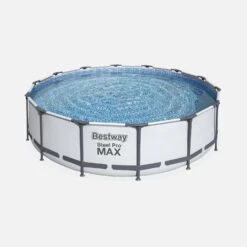 Piscine Hors Sol Tubulaire Ronde Avec Bâche, échelle, Pompe Et Filtre ∅4,3m -ME Soldes SPBW430FPGY 01
